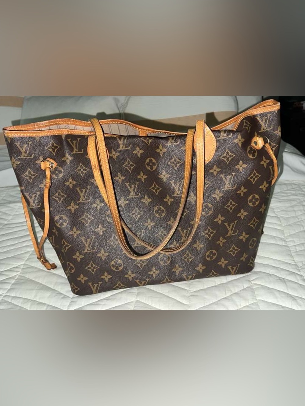 Louis Vuitton Monogram Brown Tote with Tan Trim.  MM - Picture 11 of 12
